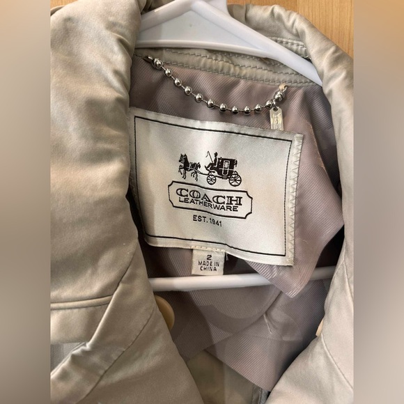 Coach Light Beige Double-Breasted Trench Coat with Belt - Picture 2 of 4